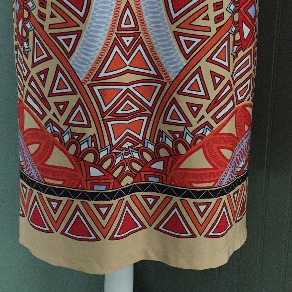 JBS Patterned Sleeveless Dress Small Orange Comfy Retro layer fall summer - Picture 6 of 7